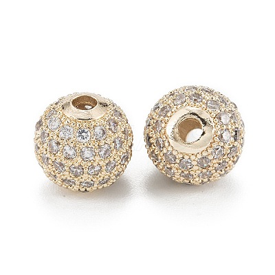 Brass Micro Pave Clear Cubic Zirconia Beads ZIRC-D274-02G-03-1
