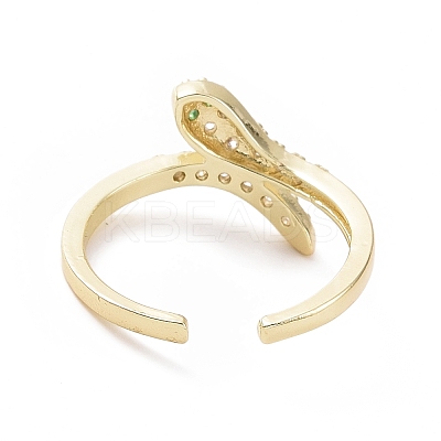 Green Cubic Zirconia Snake Open Cuff Ring RJEW-I094-17G-1