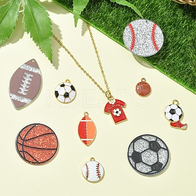 Sports Ball Acrylic & Alloy Enamel Pendants Findings Kits FIND-YW0006-57-1