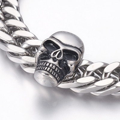304 Stainless Steel Curb Chain/Twisted Chain Bracelets BJEW-L665-02AS-1