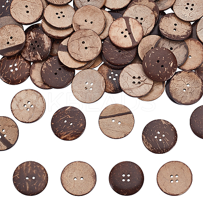 60Pcs 2 Styles Coconut Buttons BUTT-HY0001-22B-1