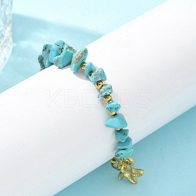 304 Stainless Steel Synthetic Turquoise Beads Bracelets LS-BJEW-U019-02G-1
