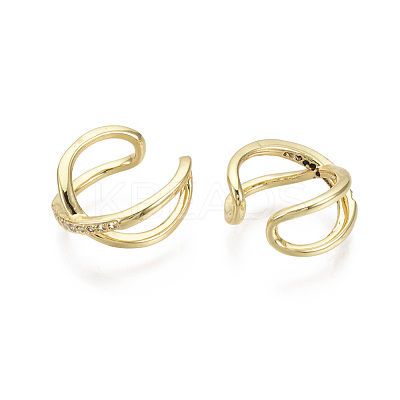 Brass Micro Pave Clear Cubic Zirconia Cuff Earrings EJEW-R114-014-NF-1