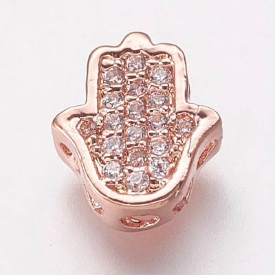 Brass Cubic Zirconia Beads KK-P134-05RG-1