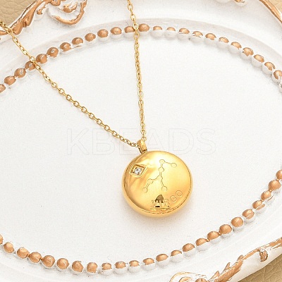 304 Stainless Steel Clear Cubic Zirconia Constellation Pendant Necklaces NJEW-R021-02G-04-1