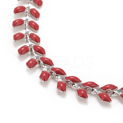 Enamel Wheat Link Chain Necklace NJEW-P220-02P-04-1