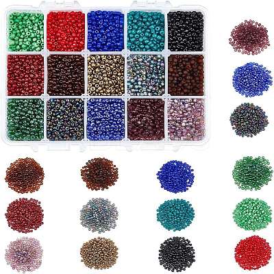 300g 15 Colors Glass Seed Beads SEED-NB0001-30-1