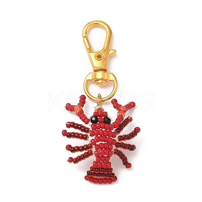 2Pcs Crayfish Glass Seed Beads Pendant Decorations HJEW-MZ00352-1