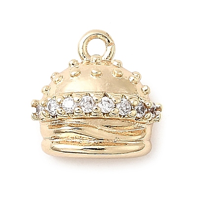 Brass Micro Pave Cubic Zirconia Charms KK-P337-03A-G-1