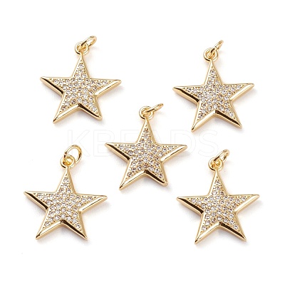 Brass Micro Pave Clear Cubic Zirconia Pendants KK-C100-30G-1