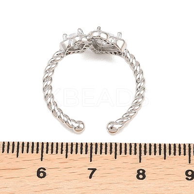 Brass Micro Pave Cubic Zirconia Cuff Open Rings for Women RJEW-C153-04P-1
