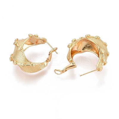 Twist Brass Hoop Earrings EJEW-T047-104G-1