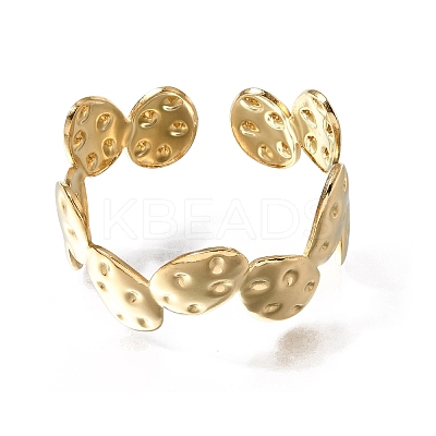 Hammered 304 Stainless Steel Cuff Bangles for Women BJEW-T030-03G-1
