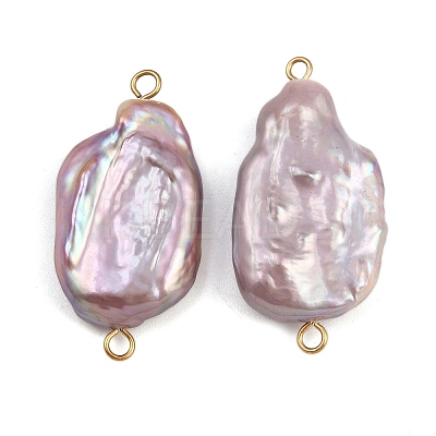 Natural Freshwater Pearl Keshi Pearl Nuggets Connector Charms STAS-D378-14G-1