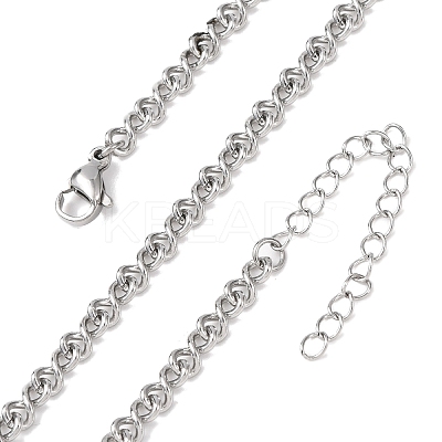 3.8MM 304 Stainless Steel Twisted Chain Necklaces NJEW-P346-02P-1