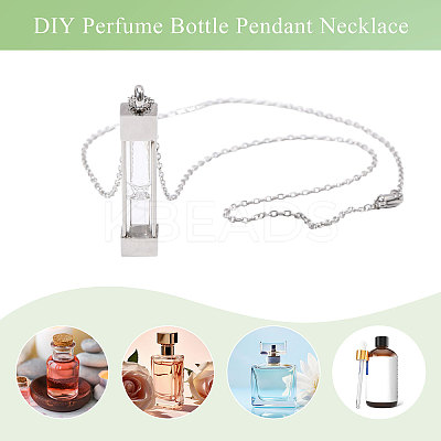 1Pc Glass Hourglass Rectangle Pet Memorial Keepsake Urn Ashes Pendant Necklaces NJEW-CA0001-27P-1