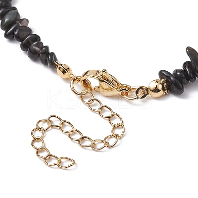 Natural Obsidian Chip Beaded Necklace NJEW-JN04616-12-1