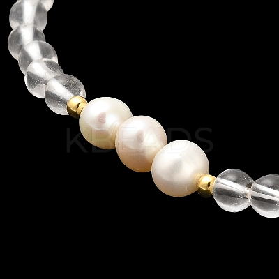 Natural Agate and Natural Quartz Crystal Bead Bracelets BJEW-E098-16G-1