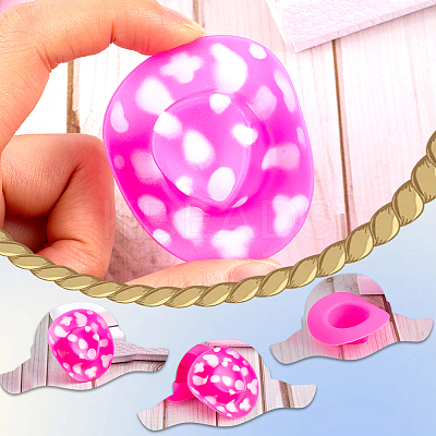 40Pcs 10 Styles Plastic Mini Western Cowboy Cowgirl Hat DOLL-CP0001-04-1
