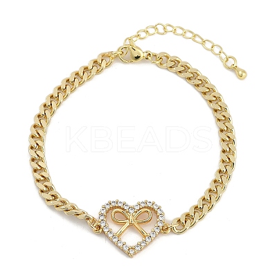Brass Micro Pave Clear Cubic Zirconia Link Bracelets BJEW-M050-05G-01-1