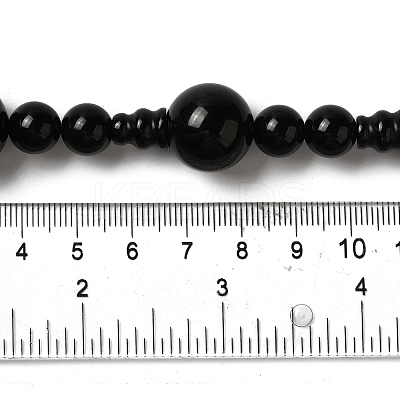Dyed & Heated Natural Black Agate 3-Hole Guru Bead Strands G-K149-53-1