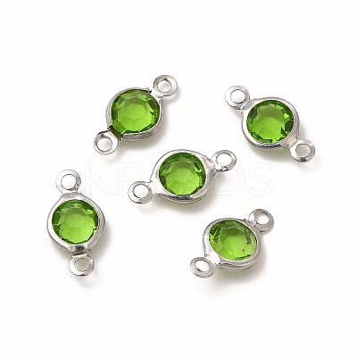 304 Stainless Steel with Glass Connector Charms STAS-G305-08P-01-1