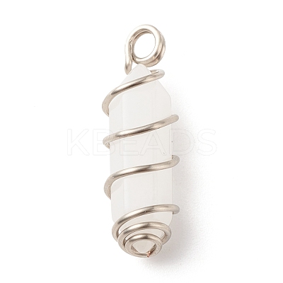Natural White Jade Double Terminal Pointed Pendants PALLOY-JF01686-05-1