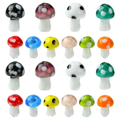 10 Colors Mushroom Handmade Lampwork Beads LAMP-FS0001-15-1