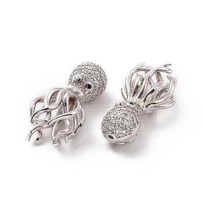 Eco-friendly Rack Plating Brass Micro Pave Cubic Zirconia Beads KK-F843-31P-1