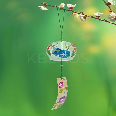 1Pc Japanese Sakura Glass Wind Chimes AJEW-LP0010-22A-1