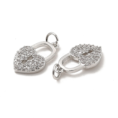 Brass Micro Pave Clear Cubic Zirconia Pendants KK-E068-VB158-1