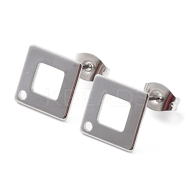 Non-Tarnish 201 Stainless Steel Rhombus Stud Earring Findings STAS-K259-21P-1