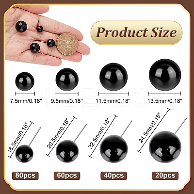 200Pcs 4 Styles Round Plastic Needle Felting Eyes DOLL-PH0001-47-1