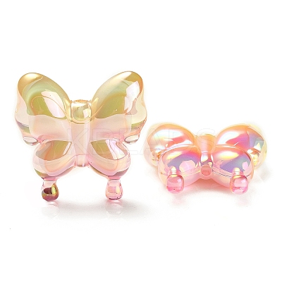 UV Plating Rainbow Iridescent Acrylic Beads OACR-G012-09C-1