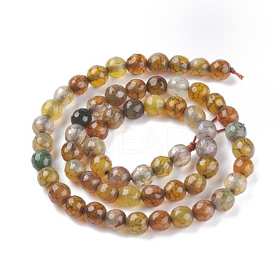 Dyed Natural Dragon Veins Agate Beads Strands G-C065-6mm-30-1