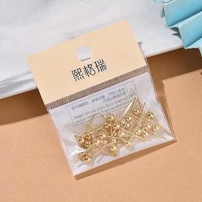 SHEGRACE Brass Round Ball Stud Earring Findings XGR0051G-39G-1