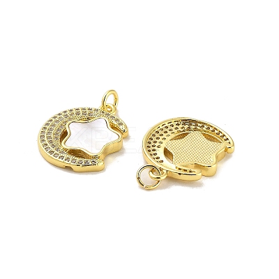 Brass Micro Pave Clear Cubic Zirconia Pendants KK-K365-16G-1