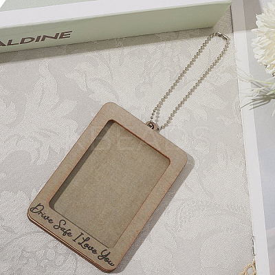 Rectangle with Word Drive Safely I Love You Wood Hanging Photo Frame HJEW-SP0001-19C-1