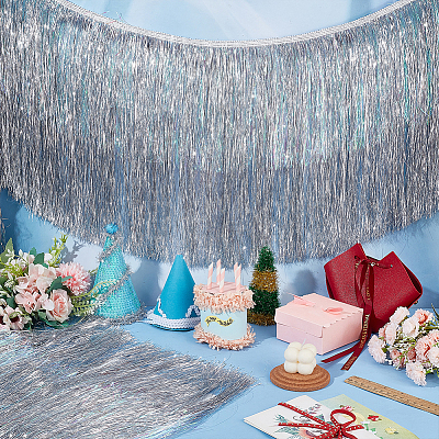 Polyester & Aluminum Foil Fringe Trimmings DIY-WH0588-03B-1