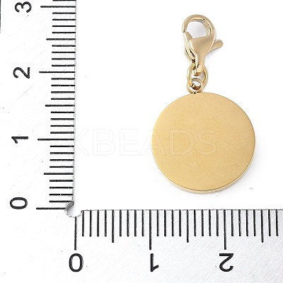 304 Stainless Steel Flat Round with Star Pendant Decoration STAS-S165-31G-1