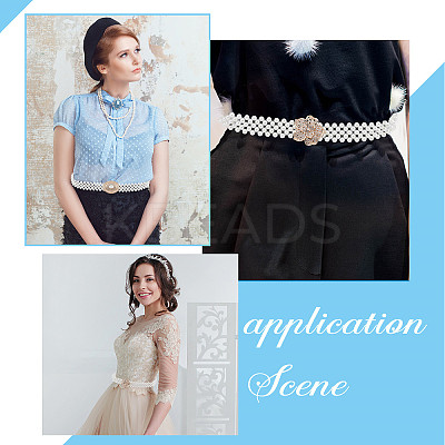 2Pcs 2 Style ABS Plastic Pearl Braided Stretch Chain Belts with Alloy Oval Clasp AJEW-CP0001-65-1