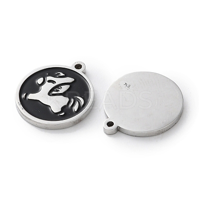 304 Stainless Steel Black Enamel Charms STAS-M102-17P-06-1