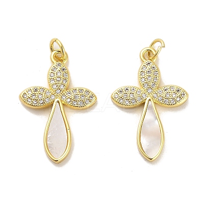 Brass Micro Pave Clear Cubic Zirconia Pendants KK-K365-10B-G-1