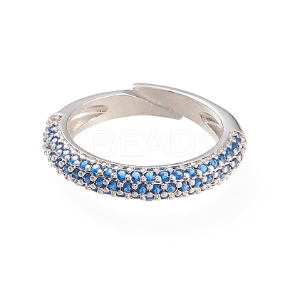 Adjustable Brass Micro Pave Cubic Zirconia Cuff Rings RJEW-L098-007E-P-1