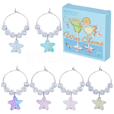 Glass Wine Glass Charms AJEW-SC0001-59-1