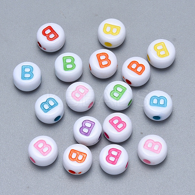 Craft Acrylic Horizontal Hole Letter Beads SACR-S201-11B-1