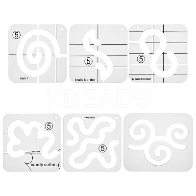 6Pcs 6 Styles Acrylic Quilting Templates DIY-HY0001-67-1