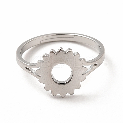 Non-Tarnish 304 Stainless Steel Sunflower Adjustable Ring for Women RJEW-B027-17P-1