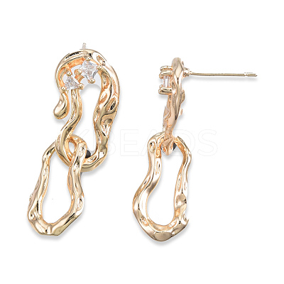 Clear Cubic Zirconia Interlocking Twist Oval Dangle Stud Earrings EJEW-N012-50LG-1