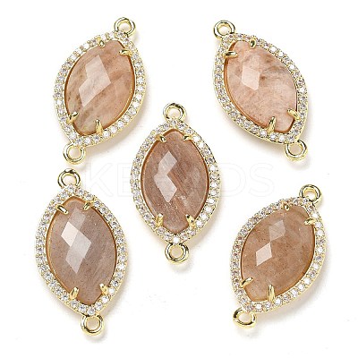 Natural Sunstone Faceted Horse Eye Connector Charms G-G181-07G-01-1